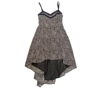 Silence‎ + Noise Hi Lo Slip Dress Sz 4 Black Geometric Aztec Print 90's Y2K Goth